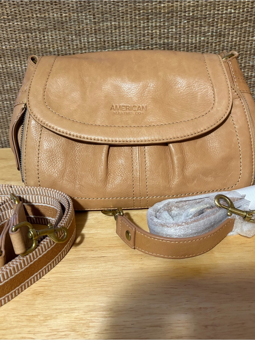 American Leather Co. Pebble Leather Shoulder Bag in Tan